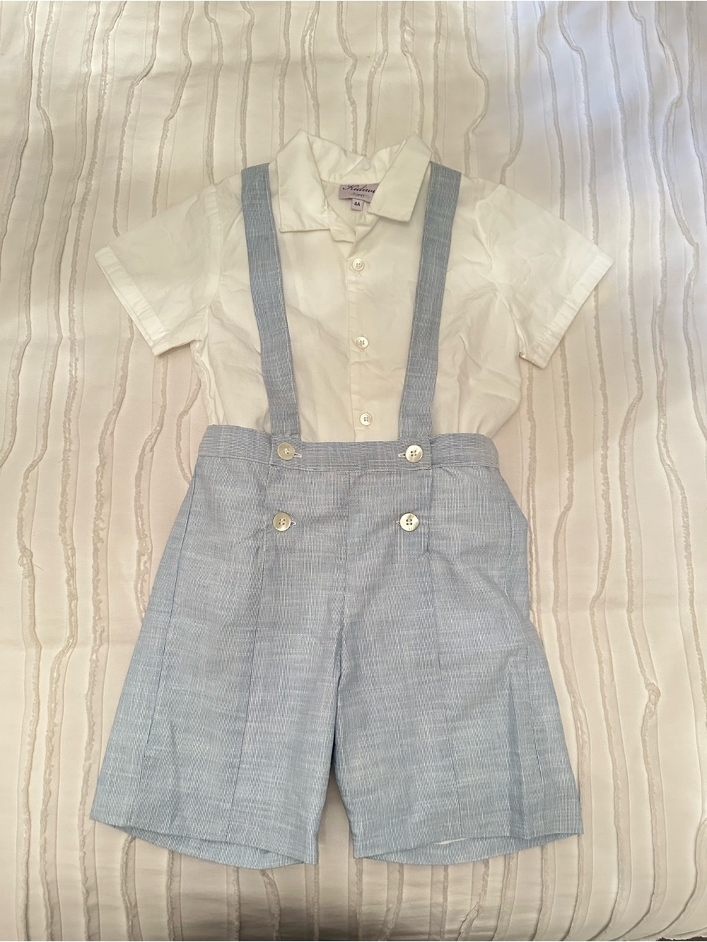 Classic Light Blue Suspender Shorts for Kids
